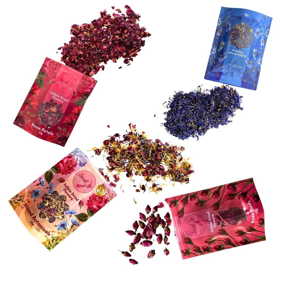 product image for DRIED EDIBLE FLOWER POUCH BUNDLE- SET OF 4! BUNDLE & SAVE